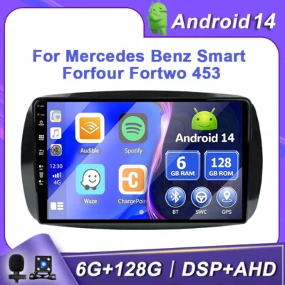 Autoradio CarPlay Per Mercedes Benz Smart Forfour Fortwo 453 GPS Navi Android 14 - Immagine 1 di 4