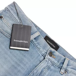 Pantalones de mezclilla Ermenegildo Zegna nuevos con etiquetas talla 32 EE. UU. en mezcla de algodón azul claro liso ajuste urbano - Imagen 1 de 18