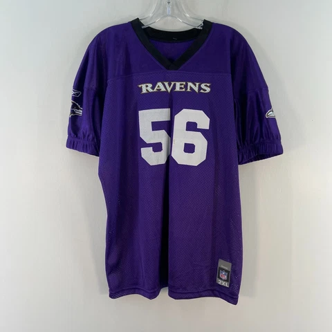 Reebok Purple NFL Baltimore Ravens Kid Ball #56 Home Jersey Youth Boys Size 2XL Cover