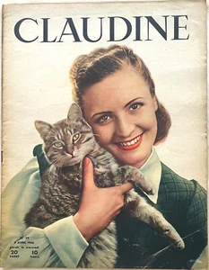 CLAUDINE n° 39 du 3 Avril 1946 ancienne revue mode couture chapeau pour femme - Imagen 1 de 5