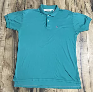 Vintage 90s The Mens Store at Sears Dad Polo Teal Shirt Pink Unicorn Logo Large. - Picture 1 of 11