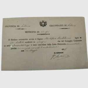 Angri Salerno 1876 Avviso cancellazione lista elettorale - Bild 1 von 1