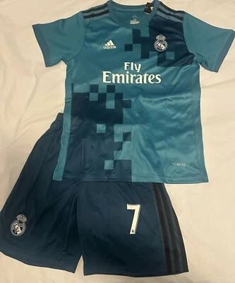 Youth Large Cristiano Ronaldo 7 Cr7 Real Madrid Retro Jersey Blue Kids size 28 - Image 1 of 3