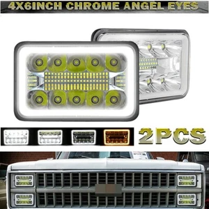Pair 110W 4x6" LED Rectangle Headlights Hi/Lo Sealed Beam DRL For Chevy Camaro - Picture 1 of 12