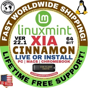 Linux MINT 22.1 USB XIA Cinnamon 64-Bit Live Boot, Full Install for MAC, PC - Picture 1 of 7