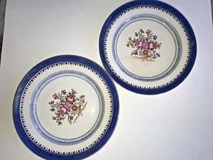 2 Vintage Booth's Silikon Porzellan Lowestoff Rand Speiseteller mit Blumen - Bild 1 von 7