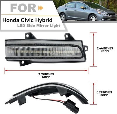 2x CLEAR Clip-On LED Side Mirror Blinker Lamp For 12-14 Honda Civic Sedan Hybrid - Image 1 of 4