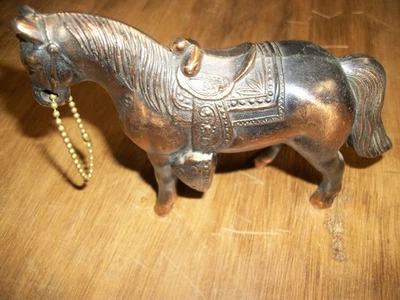 Vintage Metal Horse-Bronze Western Horse With Reins - Image 1 of 4