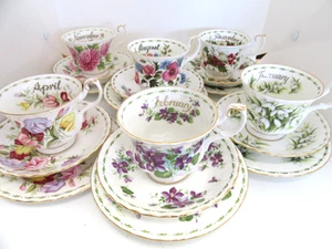 Royal Albert Flower Of The Month Series Tea Cup And Saucer And Side Plate Choose - Picture 1 of 45