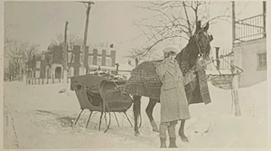20er Jahre Foto Pferdekutsche Transit Winter Schnee - Bild 1 von 3