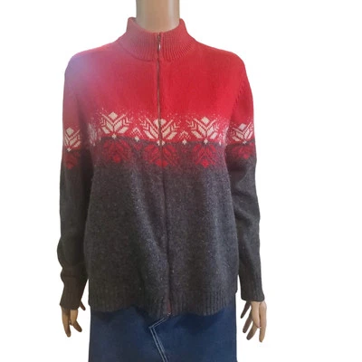 Cárdigan Suéter Vintage Sonoma Talla L Lana Mohair Acrílico Mezcla Cremallera Fair Isle Foto 1 de 4