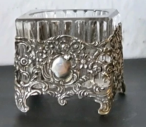 Saliere 835 Silber Christoph Bach innen Kristallschale, Salz Gewürze Zucker  - Bild 1 von 9