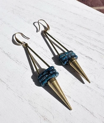 Pendientes David Aubrey azul y dorado llamativos Foto 1 de 2