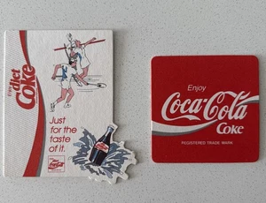 2 Vintage COCA-COLA COASTERS, Diet Coke, Tennis, Squash, European, 3” - Picture 1 of 5