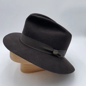 Fedora Beaver Brand Felt Hat Size 7 Brown Brand Pin USA Unworn - Picture 1 of 18