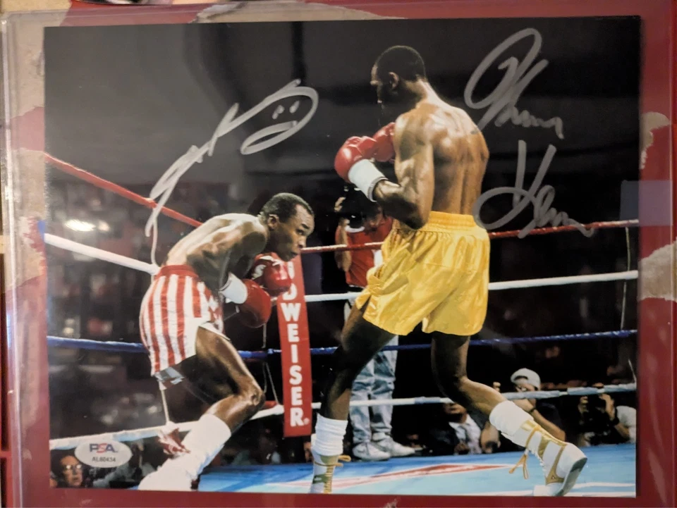 Sugar Ray Leonard and Thomas Hearns Autograph 8 x 10 Signed Graded PSA - Image 1 of 1