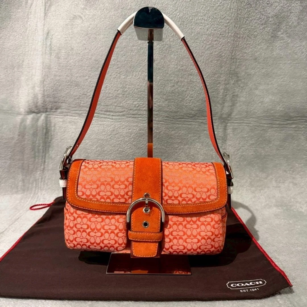 Coach Women's Suede Exterior Orange Bags & Handbags for Women for