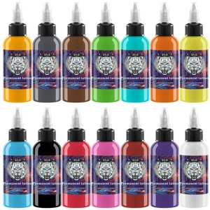 Set di colori per inchiostro per tatuaggi 14 colori - 1 oz (30 ml) kit di pigmenti inchiostri per tatuaggi... - Foto 1 di 8