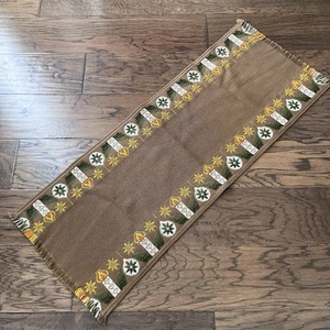 Vitg W Germany Holiday Table Runner Tan Needlepoint Candles Starsburst 15x40 - Picture 1 of 16