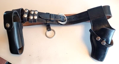 Coldre de couro vintage policial/segurança cinto com suporte de maça e anel de algemas - Imagem 1 de 4