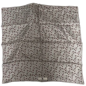 ROBERT TALBOTT Fine Silk Scarf Printed in Italy  Gray Brown Paisley 25" Square - Picture 1 of 7