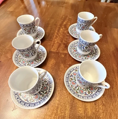Juego 6 tazas y platillos espresso Kutahya pavo porcelana Demitasse leer Foto 1 de 4