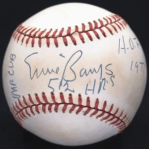 Ernie Banks 512 HR's HOF 1977 Mr Cub Signed ONL Baseball JSA COA - Picture 1 of 6