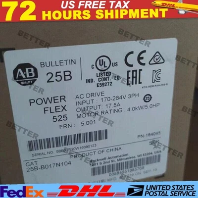 25B-B017N104 PowerFlex 525 ,240VAC 3HP 2022 US Free Tax - Image 1 of 4