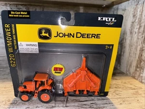 1/64 John Deere 6220 Tractor With Batwing Mower DOT Orange Die-Cast Ertl - Picture 1 of 10