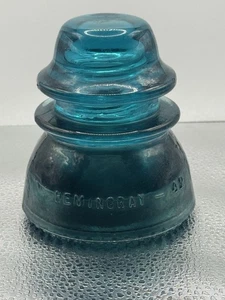 Vintage Hemingray -42 Aqua Blue Clear Glass Electrical Insulator Made In U.S.A. - Picture 1 of 6