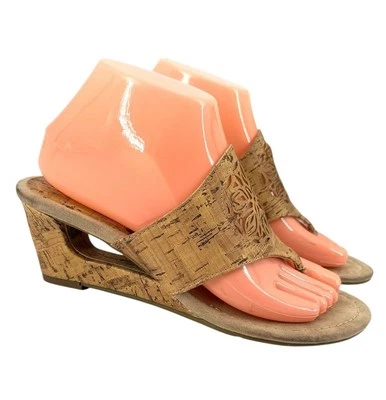 Sandalias de cuña de corcho New York Transit vintage para mujer talla 8 corte láser desnudo Y2K Foto 1 de 4