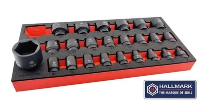 Britool Hallmark 25pc 1/2" Drive Impact Socket Set Sizes 8-36mm - Image 1 of 4