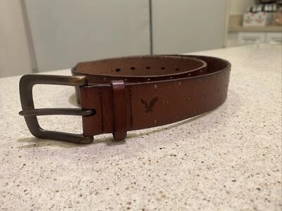 American Eagle Outfitters Genuine  Leather Belt Tooled Studded  BROWN SIZE S - Image 1 of 4