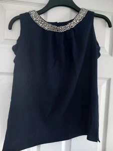 box 1077 ladies top dorothy perkins size 12 blue silver beaded good condition - Picture 1 of 4