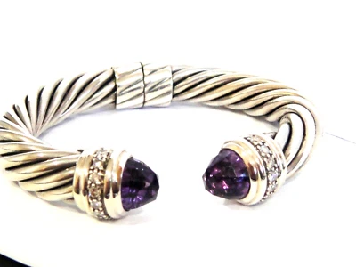 PULSERA DAVID YURMAN DIAMANTES AMATISTA ESTERLINA 10mm. Foto 1 de 2