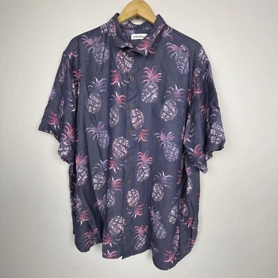 Caribbean Pineapple Blue Resort Camp Shirt Big & Tall 2XB Short Sleeve - Image 1 of 4