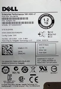 DELL SEAGATE ST1200MM0007 1.2TB RPM 10K SAS 2.5" SAS 5GBps HARD DRIVE - Picture 1 of 3