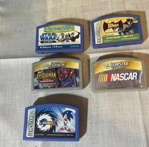 Lot 5 Leapster Games Batman Sonic X Spider-Man Star Wars NASCAR L-max Leapfrog - Picture 1 of 1