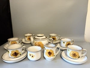 Vintage DENBY Pottery Minstrel Pattern 6 Person Tea Set Inc Milk Jug, Sugar Bowl - Picture 1 of 14