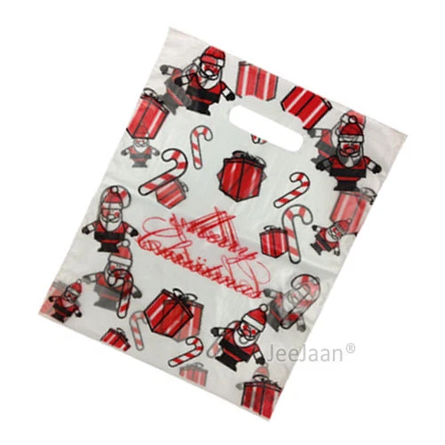 Santa Christmas White Plastic Carrier Bags Xmas Claus Toy Gift Shop Stall Retail - Image 1 of 1