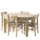 5-Piece Extendable Round Dining Table Set With Storage Drawers W/ 4 Dining Chair