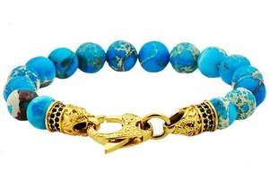 BLACKJACK Sea Sediment Jasper Gold Tone Lobster Claw BRACELET BJS16BSS  - Picture 1 of 2
