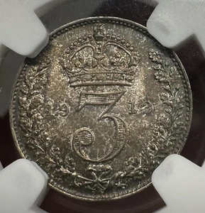 1913 - Great Britain - 3 Pence - NGC MS66 - Picture 1 of 8