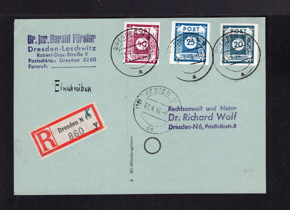 GERMANY SOVIET OCCUPATION ZONE EASTERN SAXONY MICHEL 48-50 SUPERB USED ON CARD - Image 1 of 1