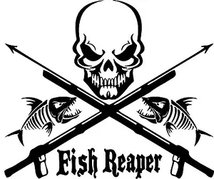 Fish Fishing Skull Skeleton Speargun Car Boat Truck Window Vinyl Decal Sticker - Foto 1 di 2