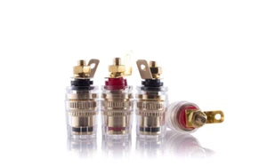 Abrazaderas de polo HiFi Lab chapadas en oro 24k atornillables Audio Abrazadera de polo 4x - Imagen 1 de 2