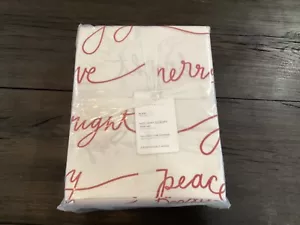 Pottery Barn Sentiment Sheet Set King Christmas Holiday New Love Peace Joy White - Picture 1 of 4
