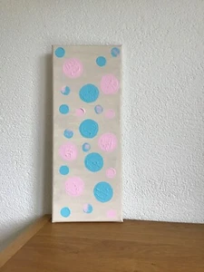 Original Leinwandbild Kunst Gemälde rosa abstrakt 20x50cm handgemalt Blau Rosa - Bild 1 von 6