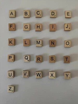  Wood Scrabble Replacement Tiles  x 50 Used - Image 1 of 3