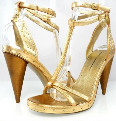 NUEVO $850 BURBERRY SANDALIAS DE CUERO CON CORREA EN T AL TOBILLO TACONES CÓNICOS 6.5 36.5 Foto 1 de 4